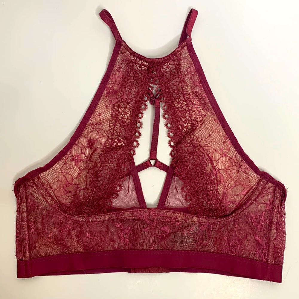 Victoria’s Secret | Maroon Very Sexy High Neck Lace Underwire Bralette Lingerie